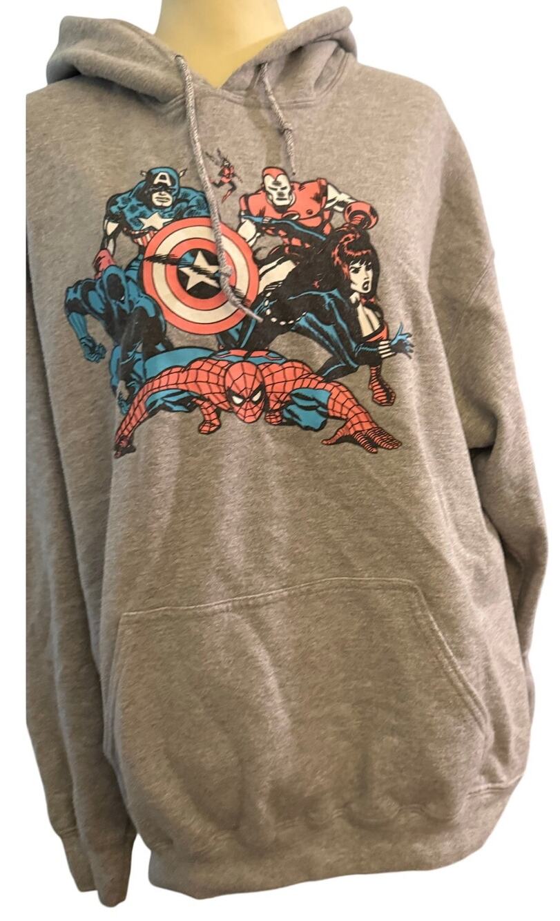 Marvel Avengers Graphic Hoodie, Captain America Spider-Man Black Panther, Large